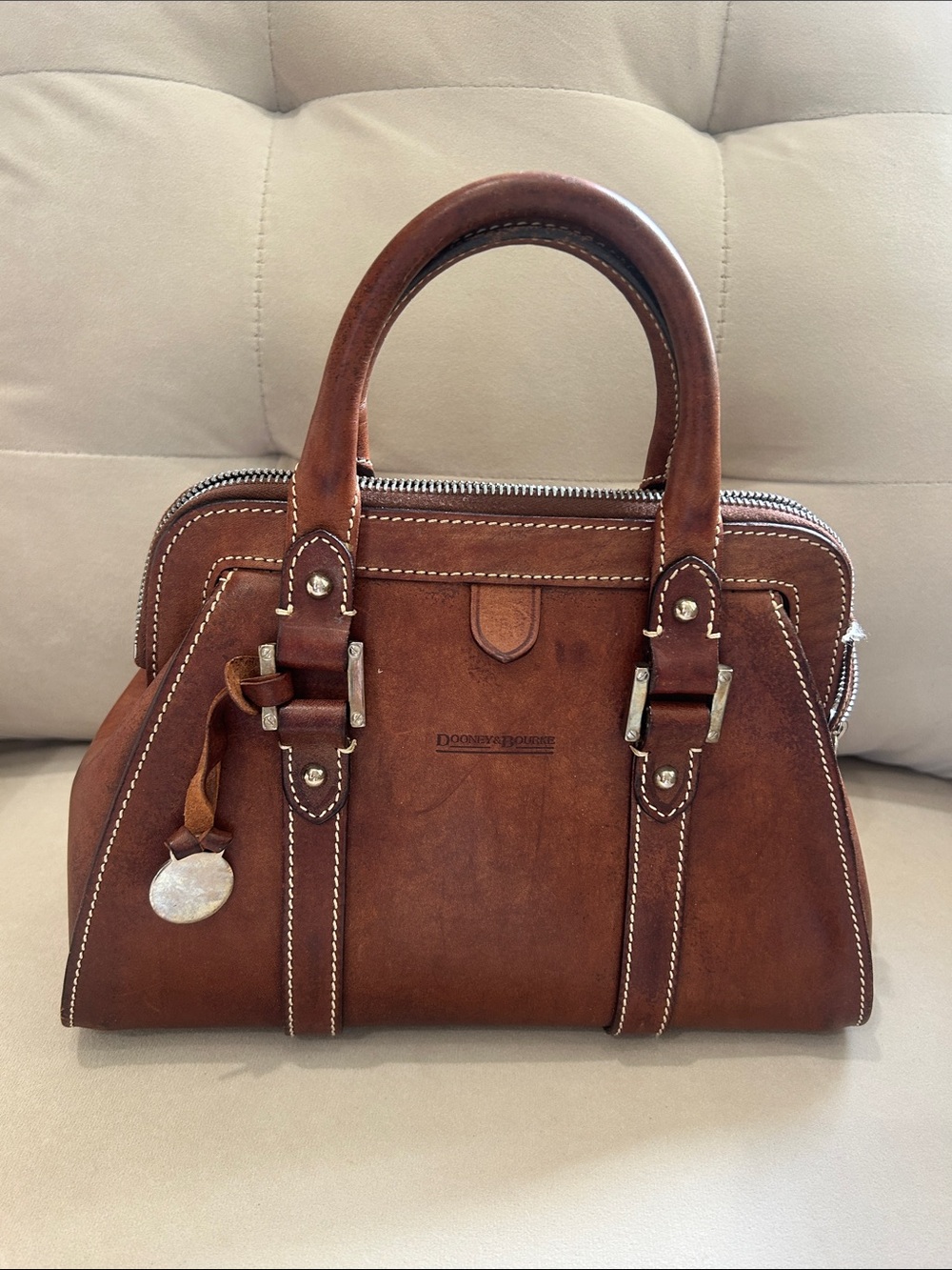 Dooney & Bourke Brown Leather Handheld Satchel
